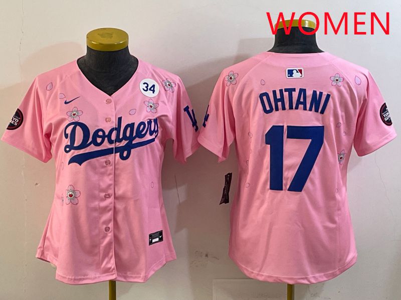 Women Los Angeles Dodgers 17 Ohtani Pink Sakura Edition 2025 Nike MLB Jersey style 22